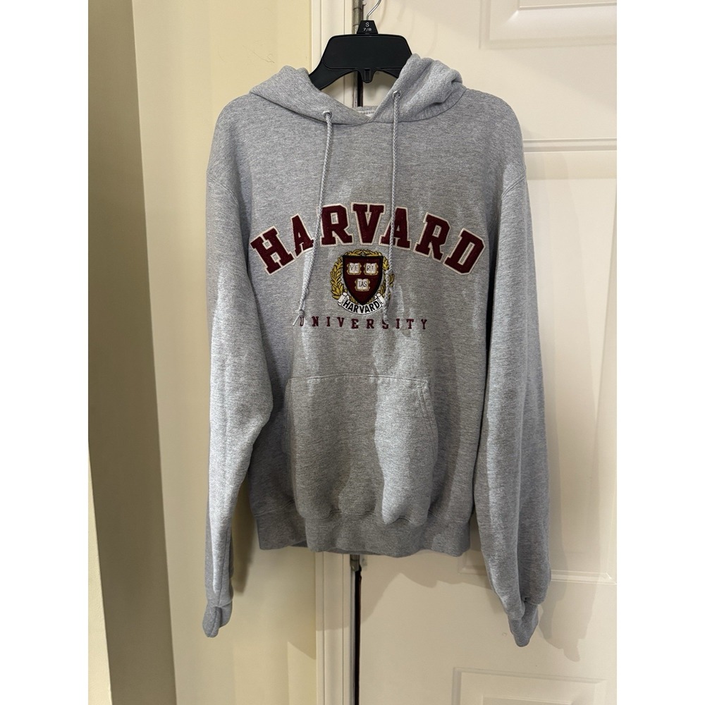 Vintage‎ 90s Harvard University Champion Crest Hoodie Embroidered Gray Small .